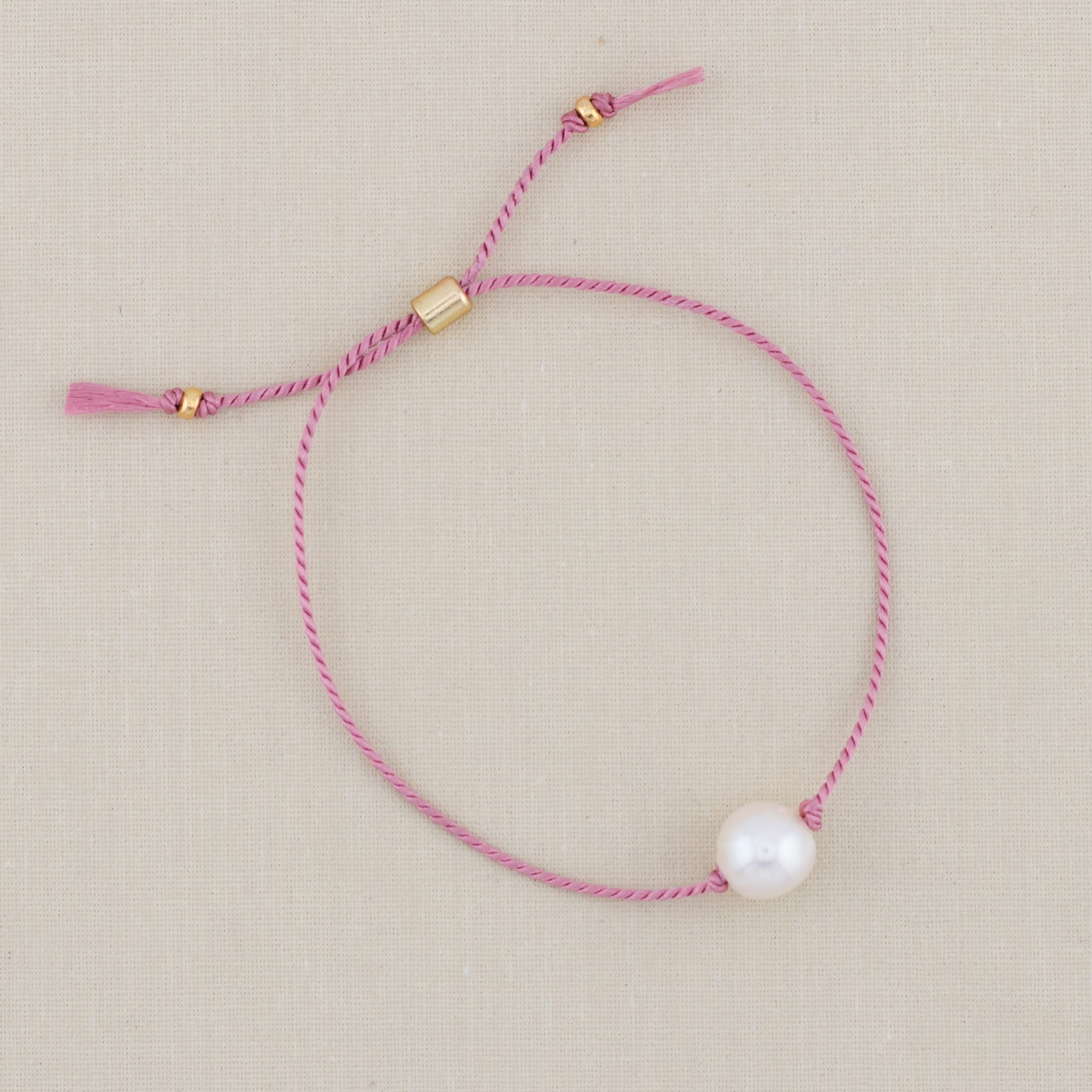 Freshwater Pearl and silk bracelet with slide closure (multiple color options)