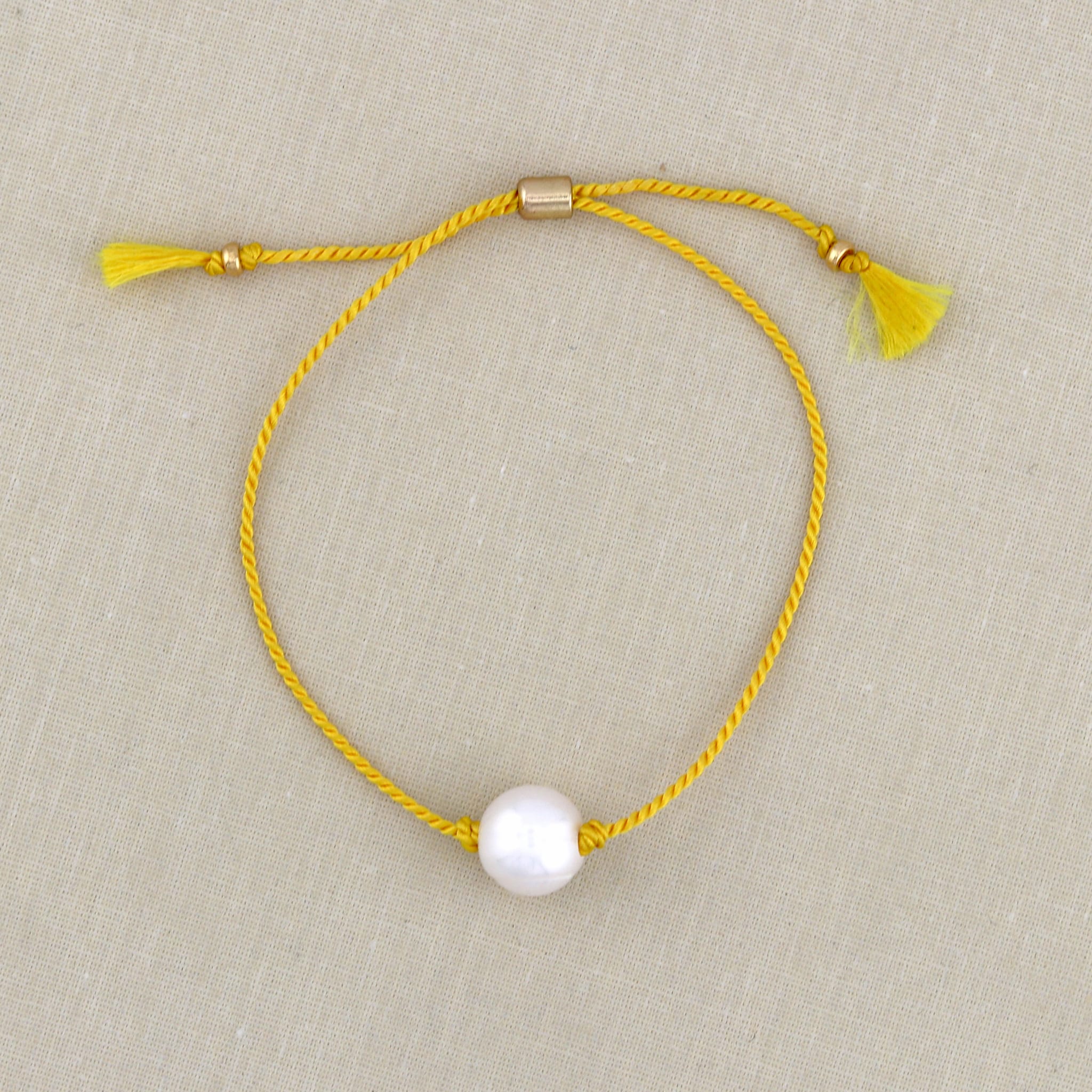 Freshwater Pearl and silk bracelet with slide closure (multiple color options)
