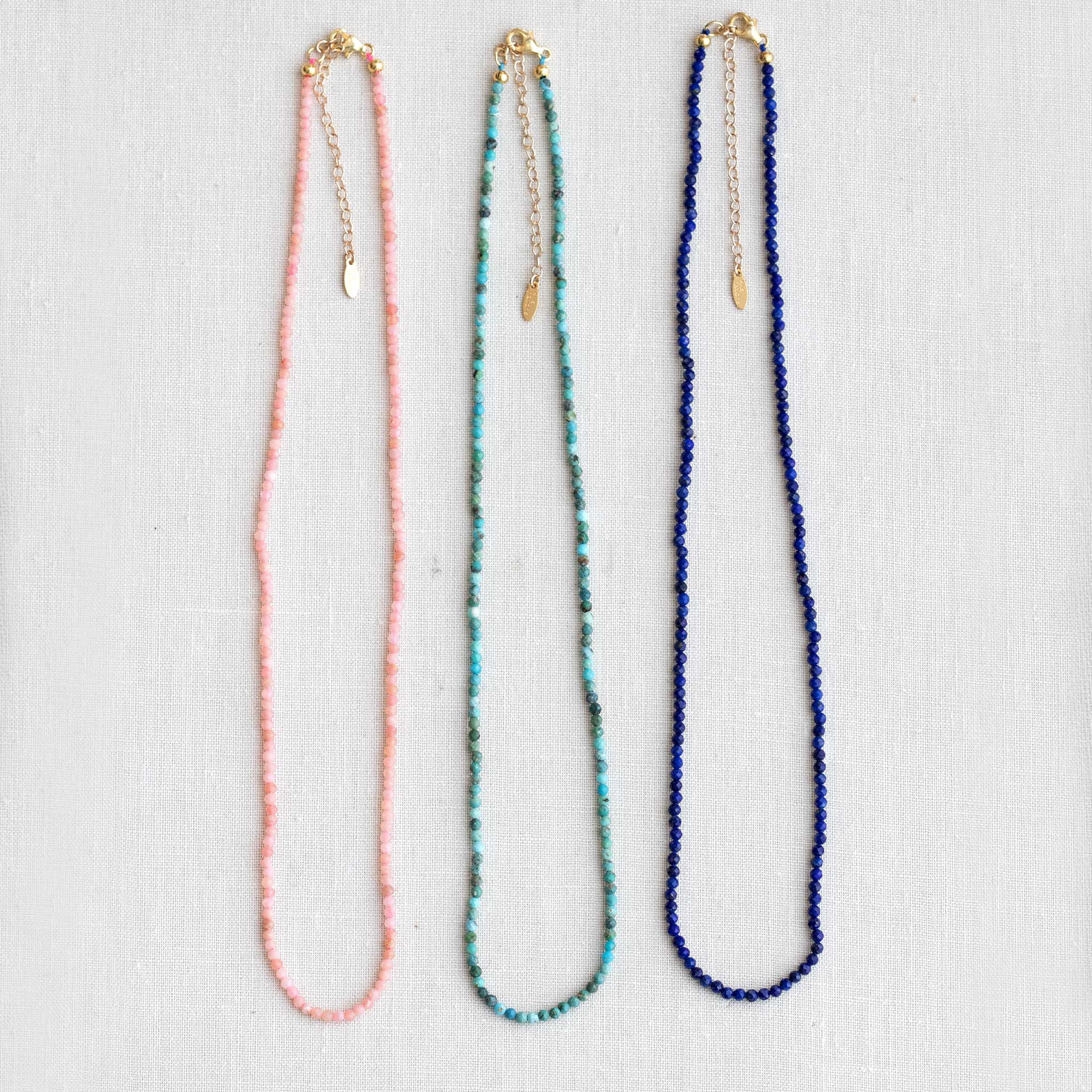 Petite Pink Opal Gemstone Beaded Necklace