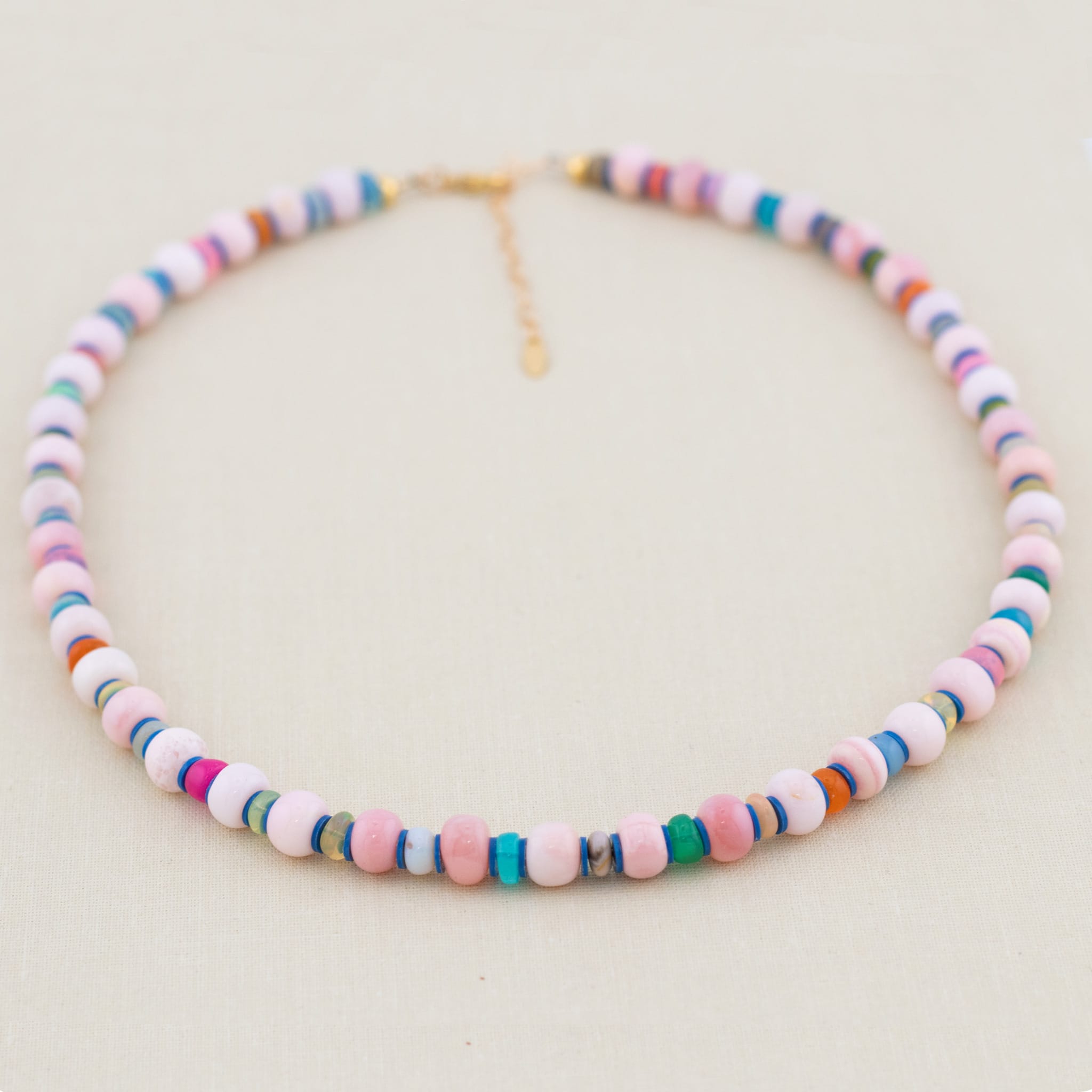 Pink Opal & African Opal Beaded Necklace