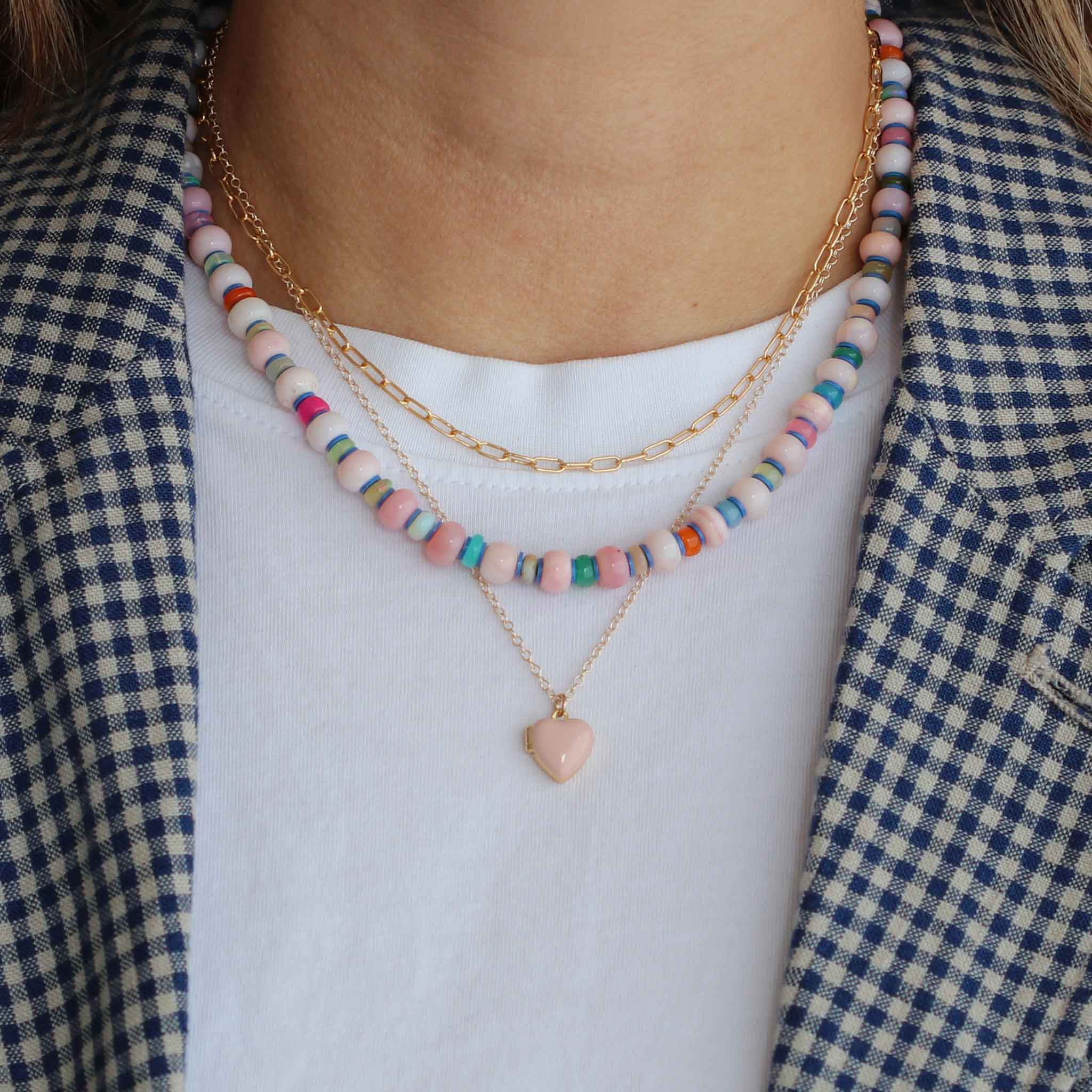 Pink Opal & African Opal Beaded Necklace