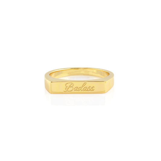 Badass Script Engraved Ring