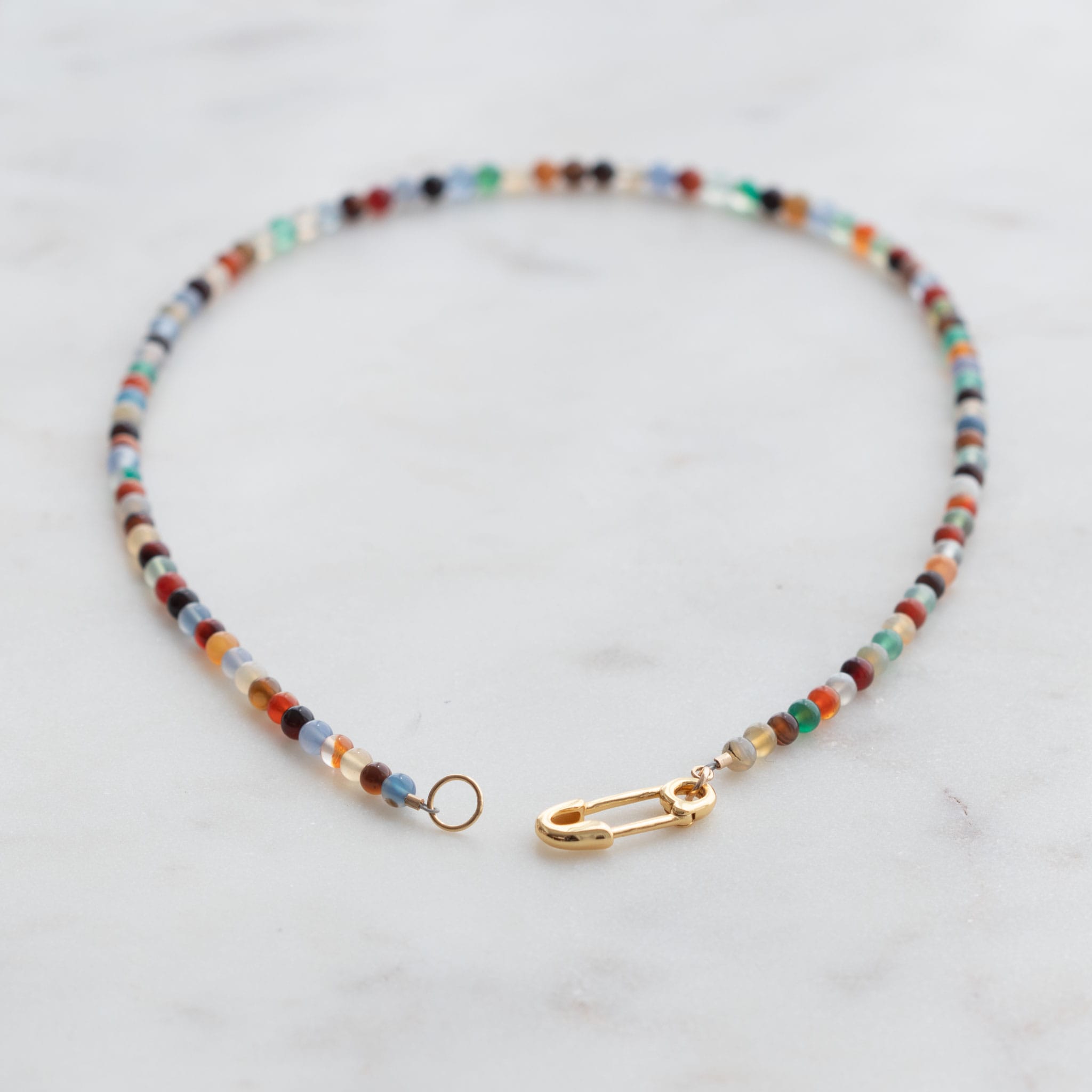 Mixed Agate Beads & Safety Pin Necklace – kris nations