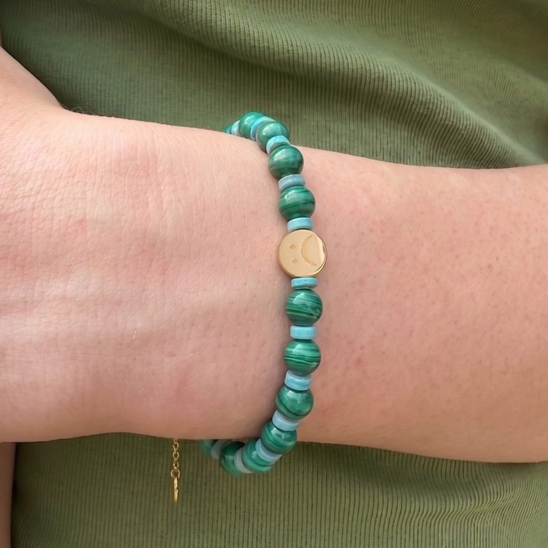 Malachite & Turquoise Happy & Sad Beaded Bracelet