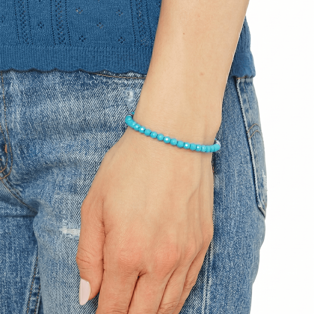 Turquoise Faceted Gemstone Beaded Bracelet