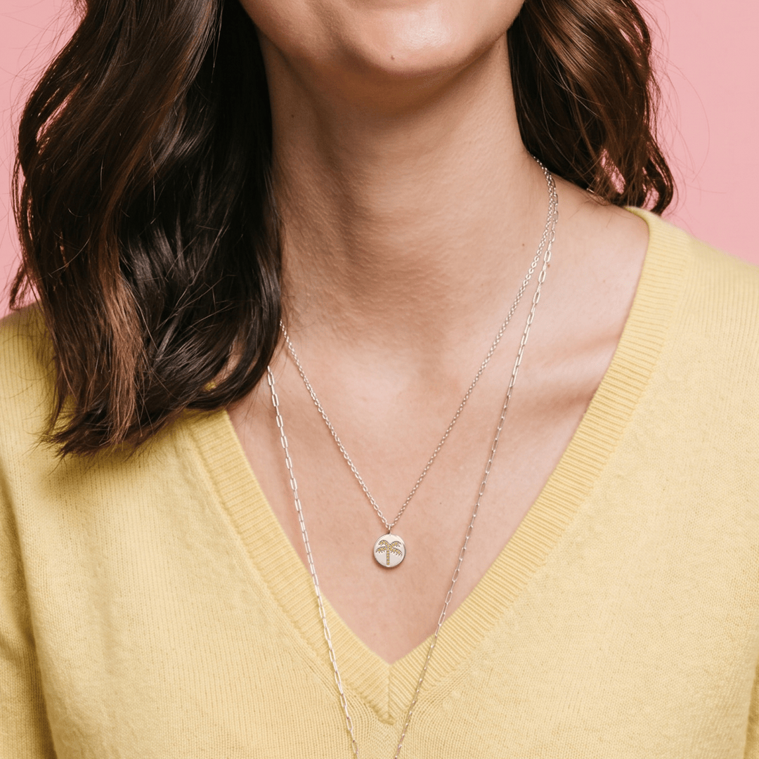 Palm Tree Disc Necklace