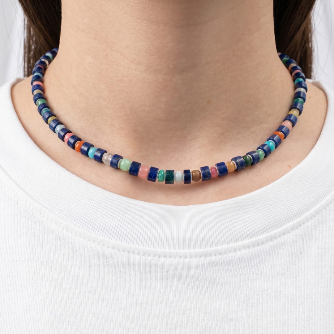 Blue Lapis & African Opal Beaded Necklace