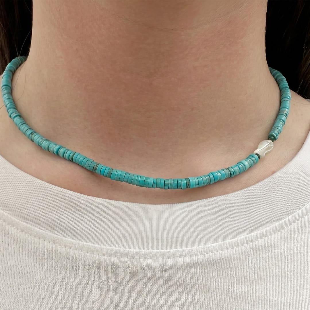 Turquoise & Mother Of Pearl Fish Gemstone Necklace – kris nations