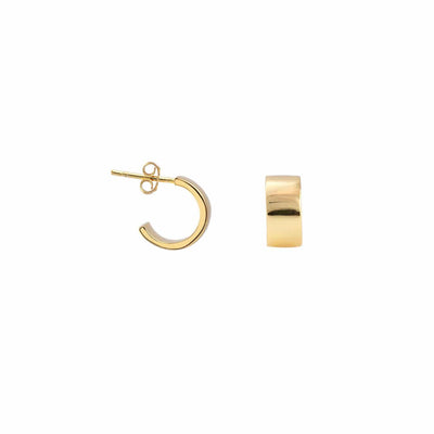 Wide Huggie Hoop Earrings 18K Gold Vermeil