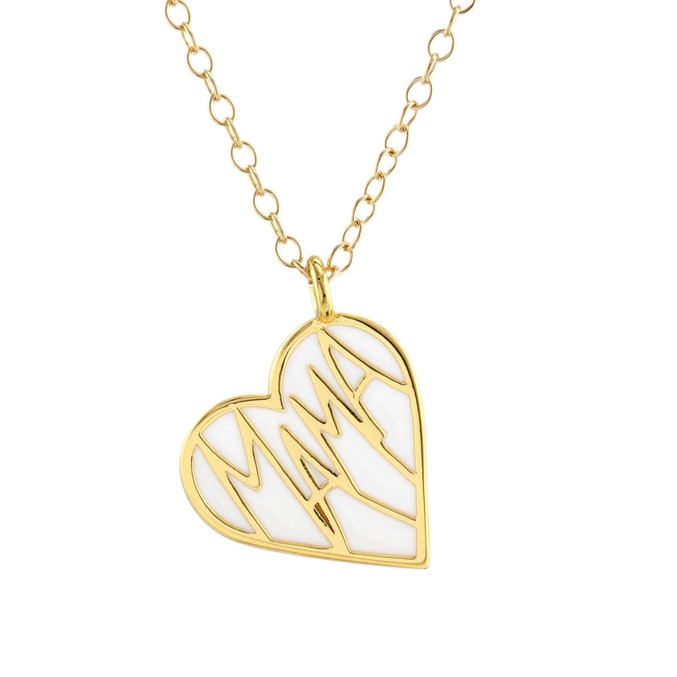 Mama Enamel Heart Charm Necklace 