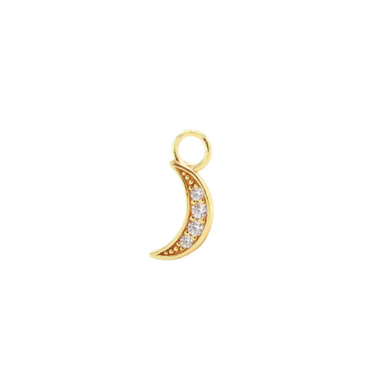 Crescent Moon Crystal Hoop Earring Charm