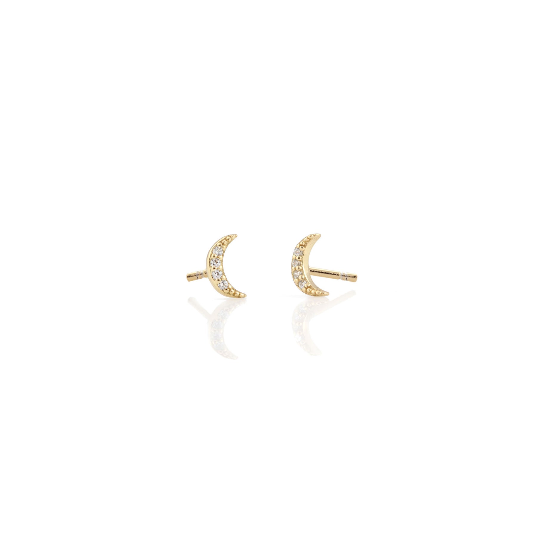 Crescent Moon Semi Hoop Earrings Hypoallergenic 18K Gold 