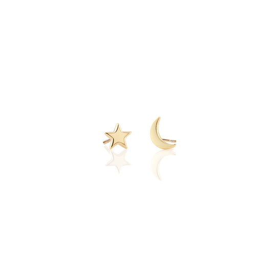 Star and Moon Stud Earrings