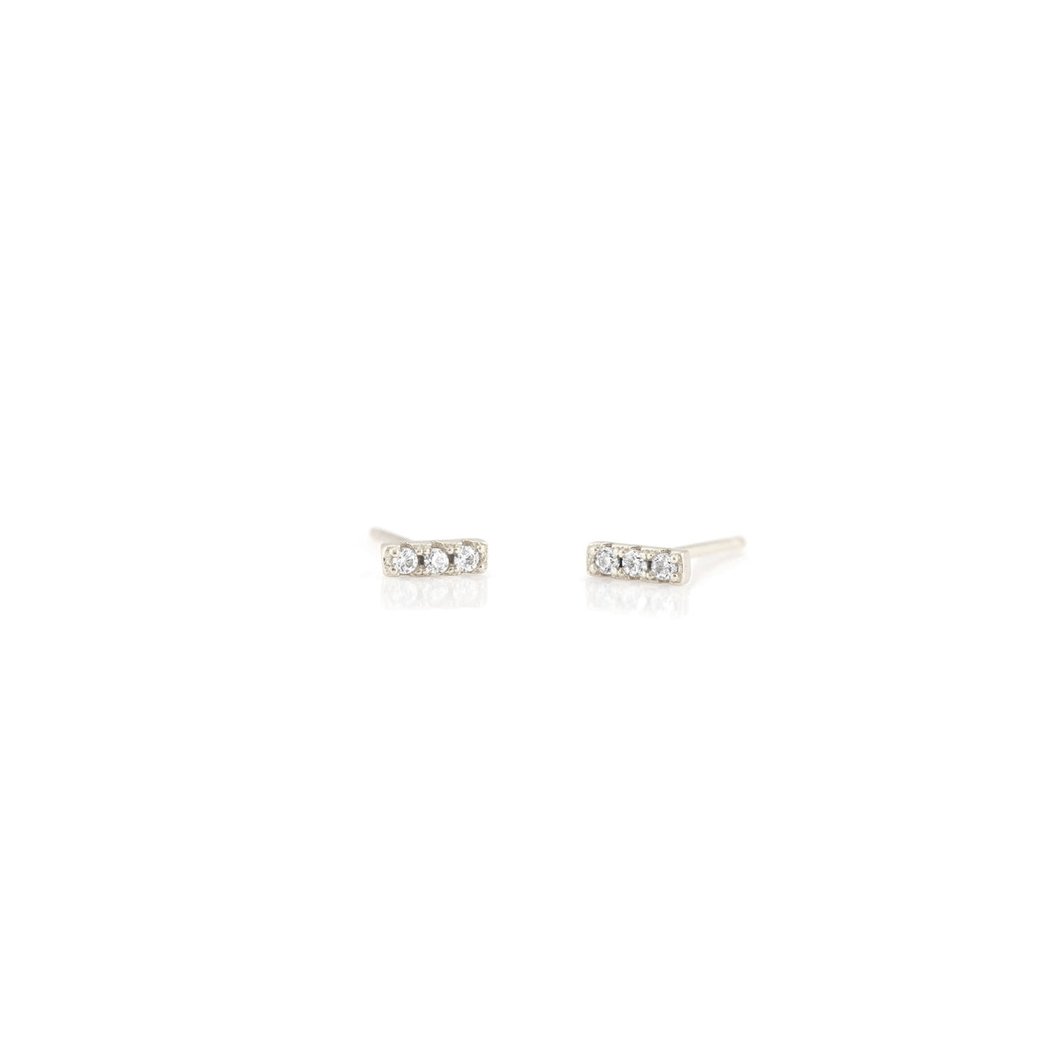 Dash/Bar Pave Stud Earrings | Pave Bar Earrings