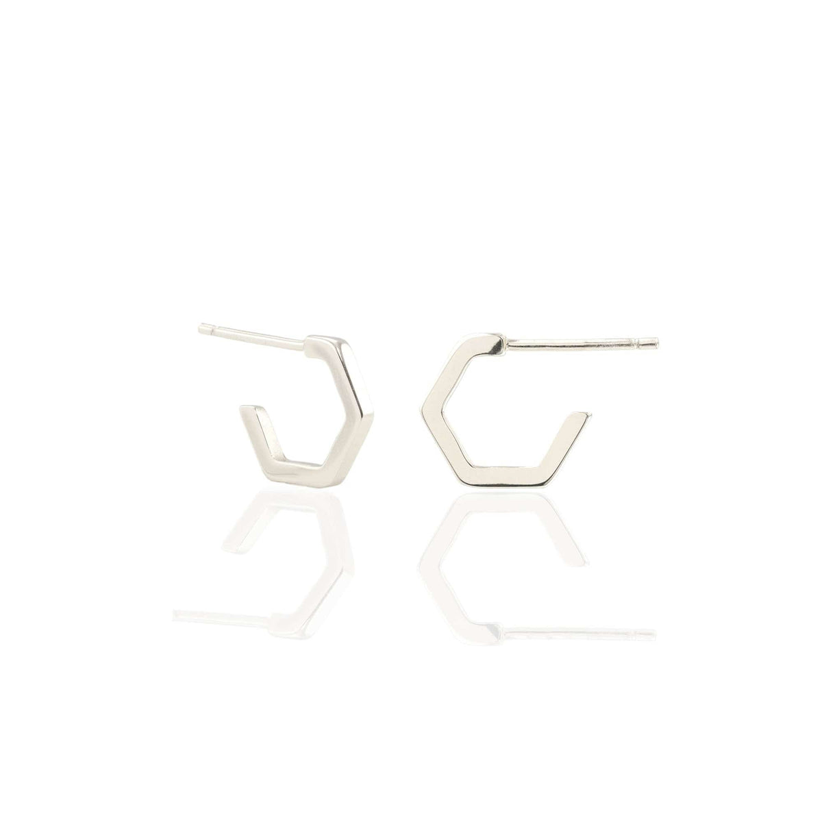 Orecchini A Cerchio Argento 925 Esagonali Minimal - Jilpha - Foto 5