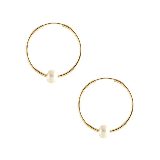 Freshwater Pearl Featherweight Hoop Earrings Gold-Filled