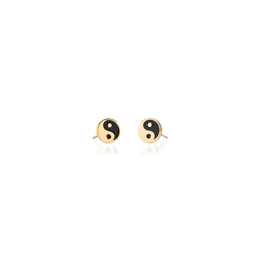 Yin and Yang Enamel Stud Earrings