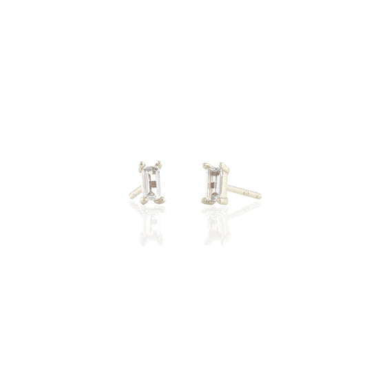 White Topaz Baguette Stud Earrings