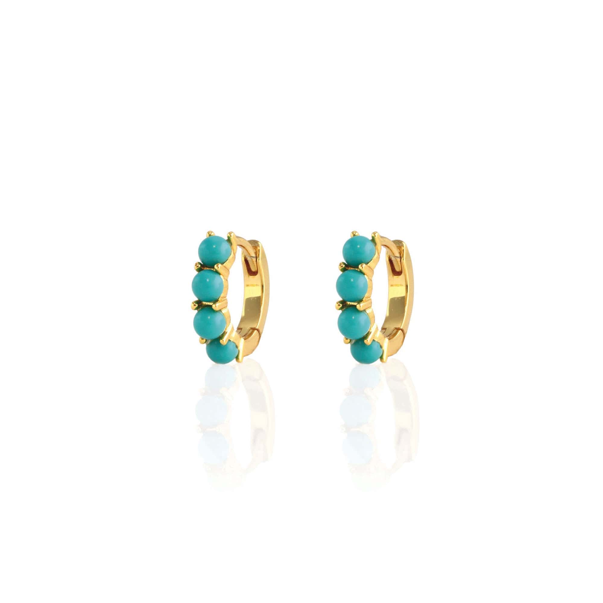 Turquoise and Gold Huggie Hoop Earrings Kris Nations – kris nations