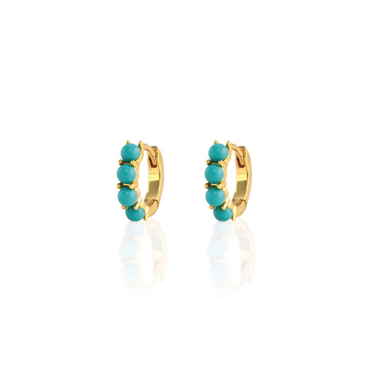 Turquoise Huggie Hoop Earrings