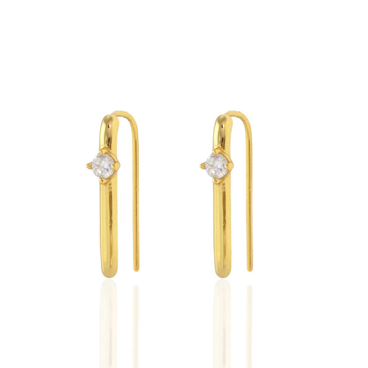 Arc Pull Through Earrings with Crystal