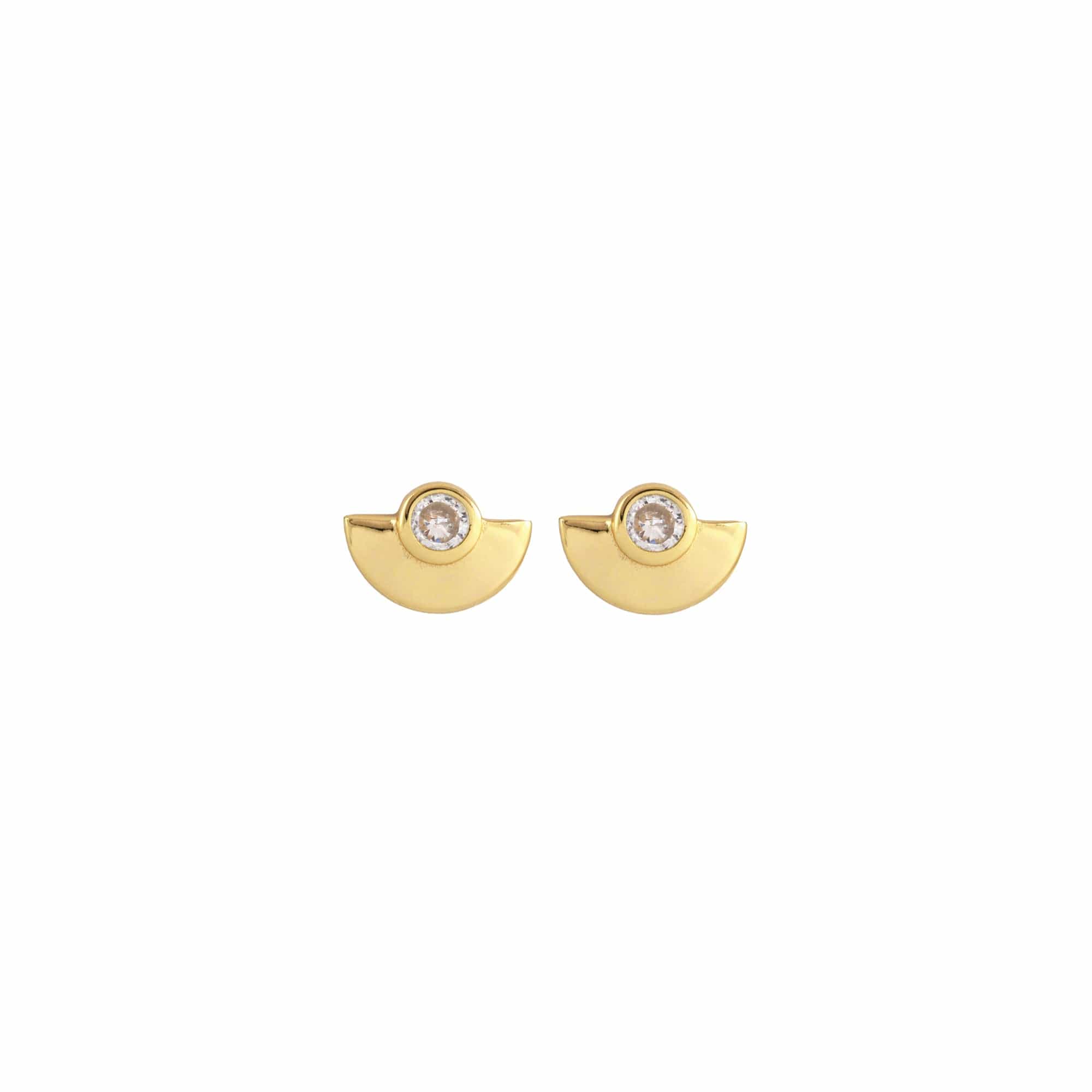 Half Moon Crystal Stud Earrings