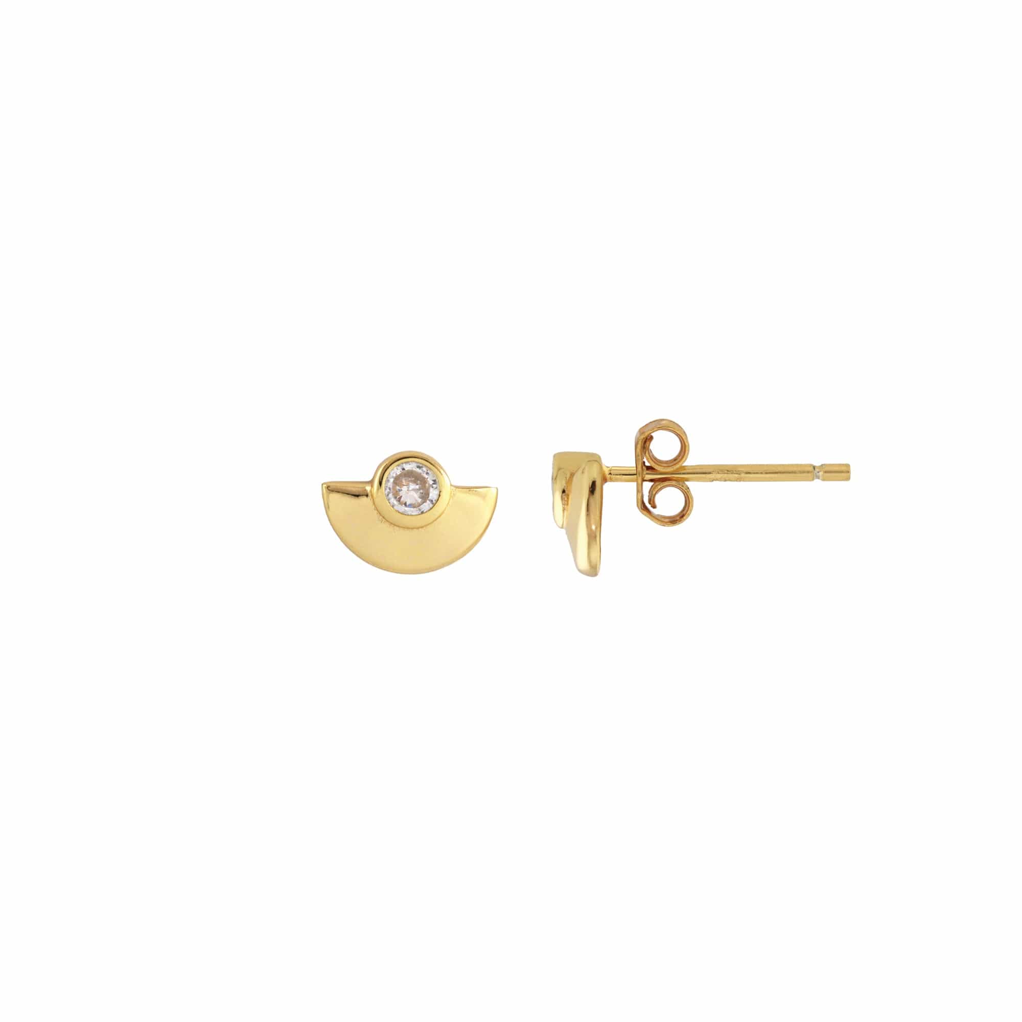 Half Moon Crystal Stud Earrings