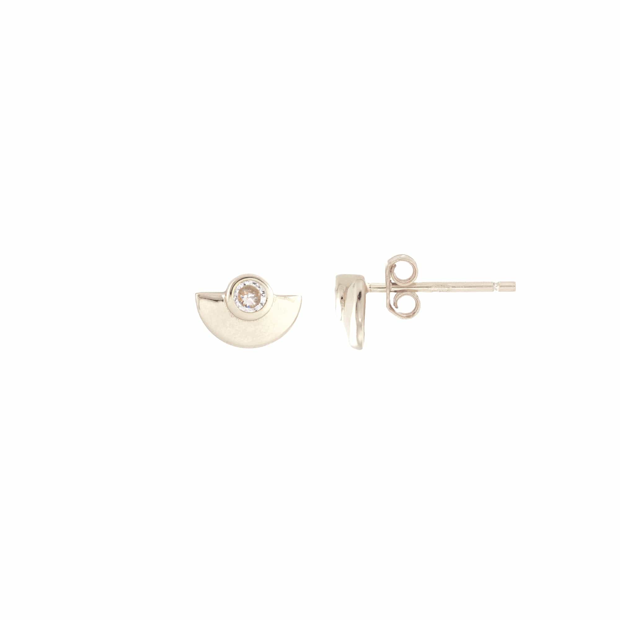 Half Moon Crystal Stud Earrings