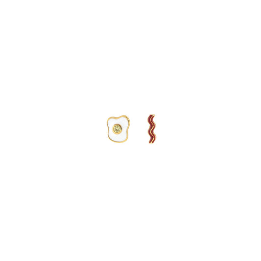 Bacon and Egg Enamel Stud Earrings