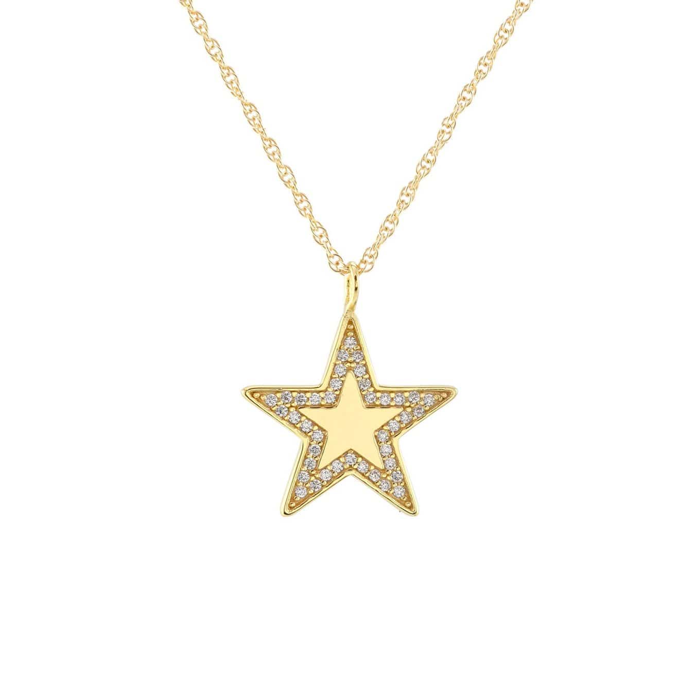 Medium Star Charm Necklace with Pave 18K Gold Vermeil