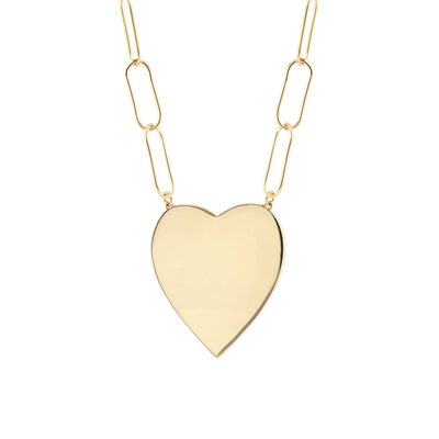 Large Heart Pendant on Large Link Chain 18K Gold Vermeil