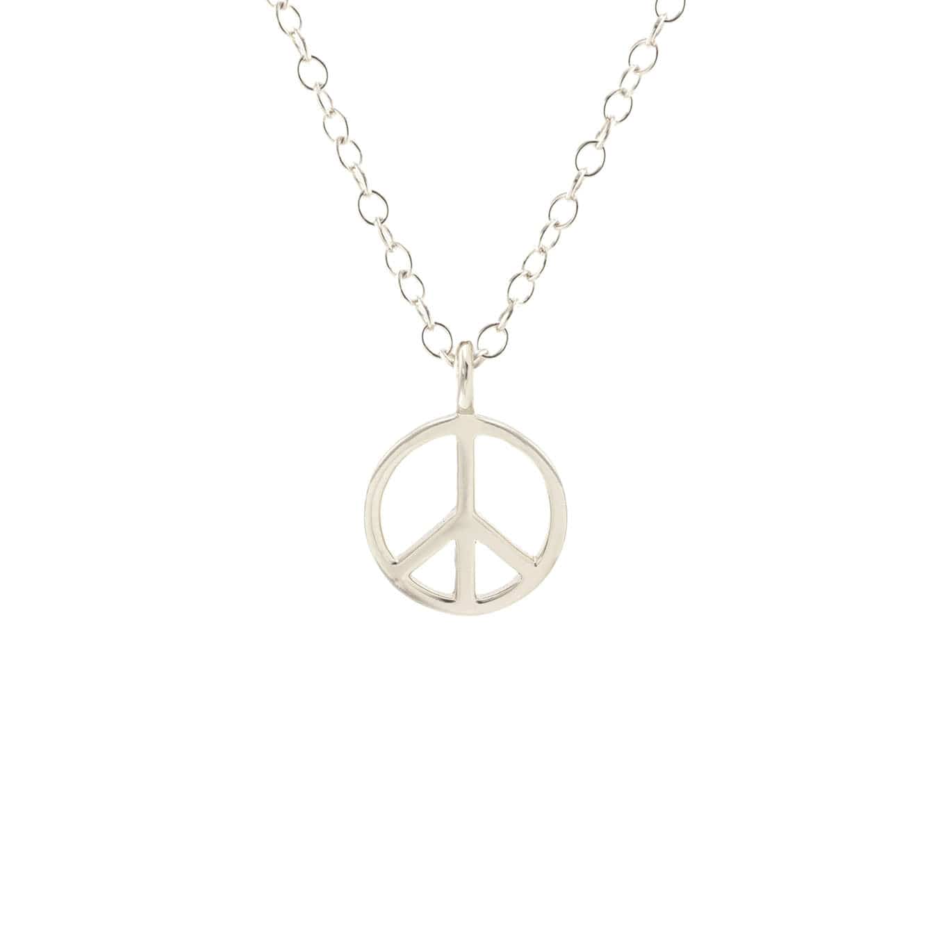 Peace Sign Charm Necklace Sterling Silver