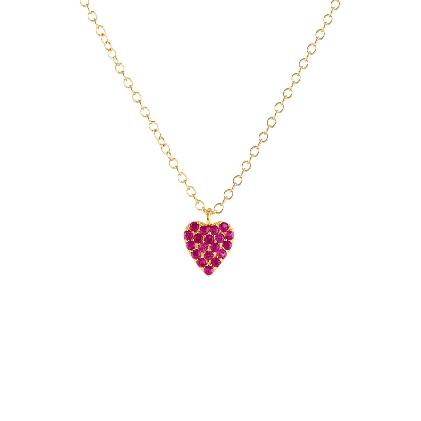 Heart Ruby Crystal Charm Necklace