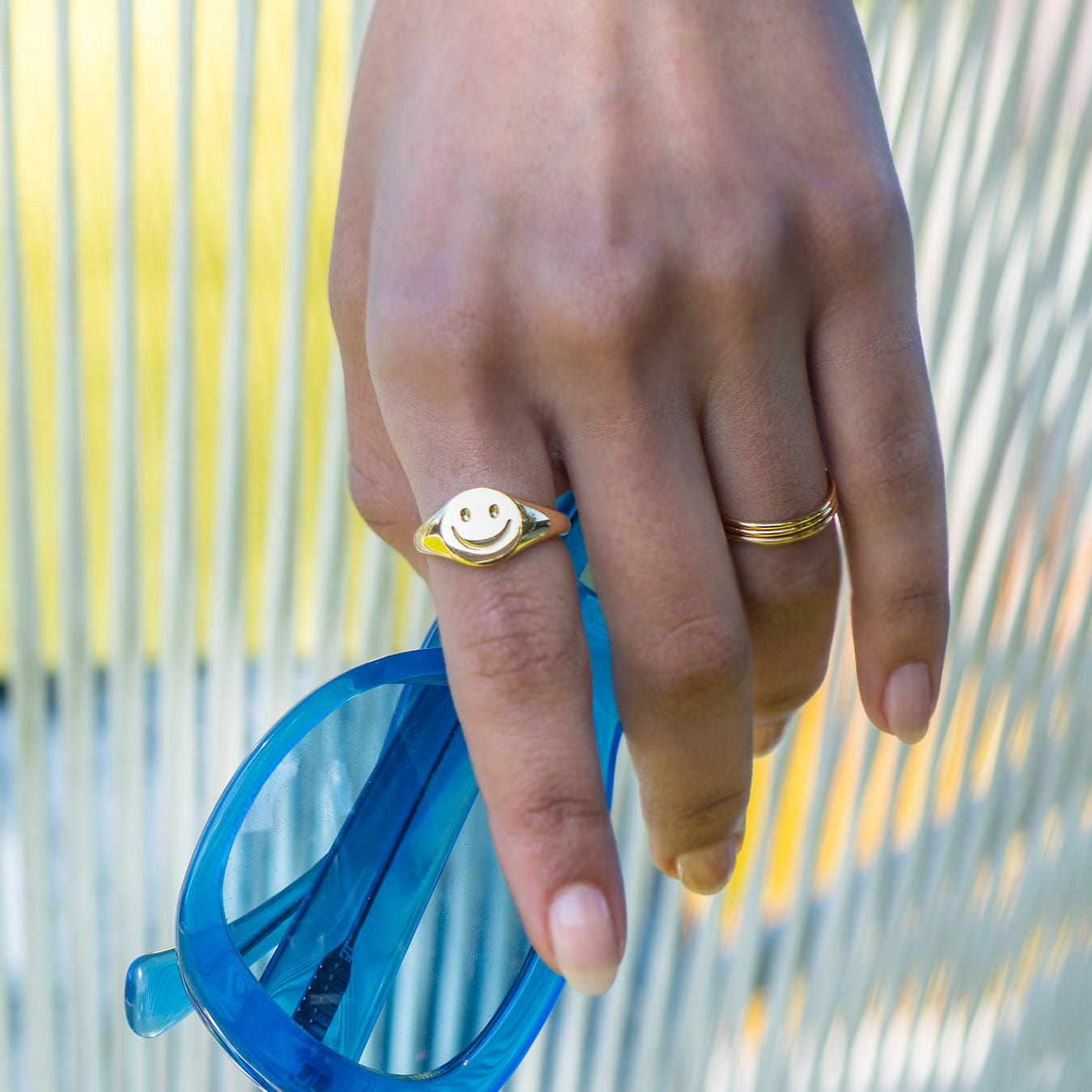 Smiley Happy Face Signet Ring - Silver or Gold | Kris Nations