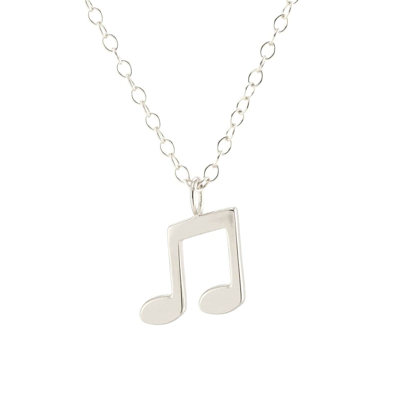 Music Note Charm Necklace Sterling Silver