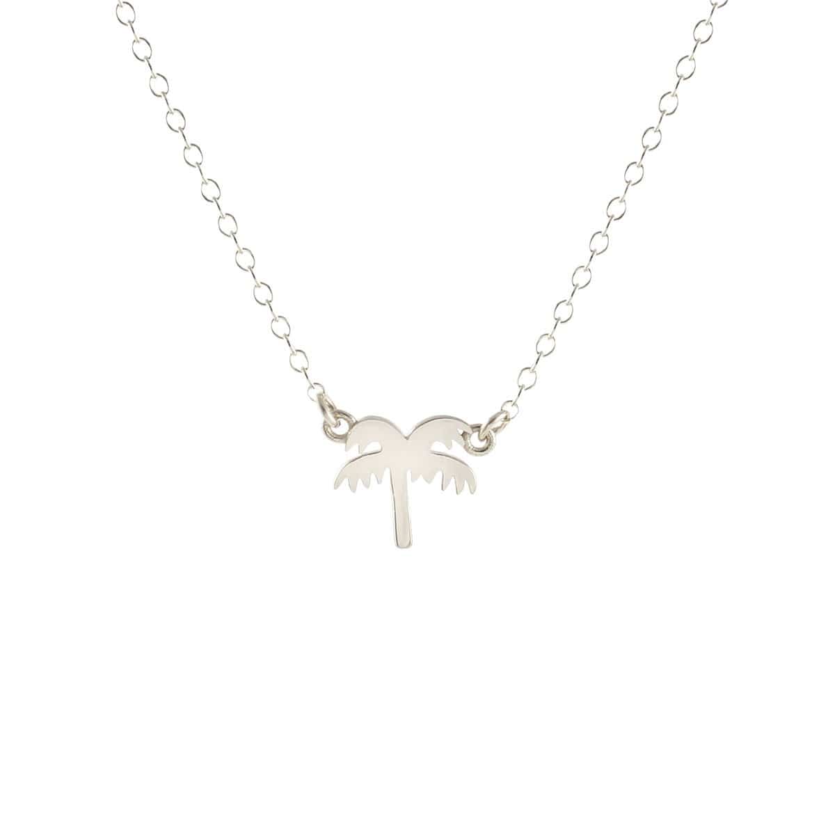 Palm Tree Charm Necklace Sterling Silver