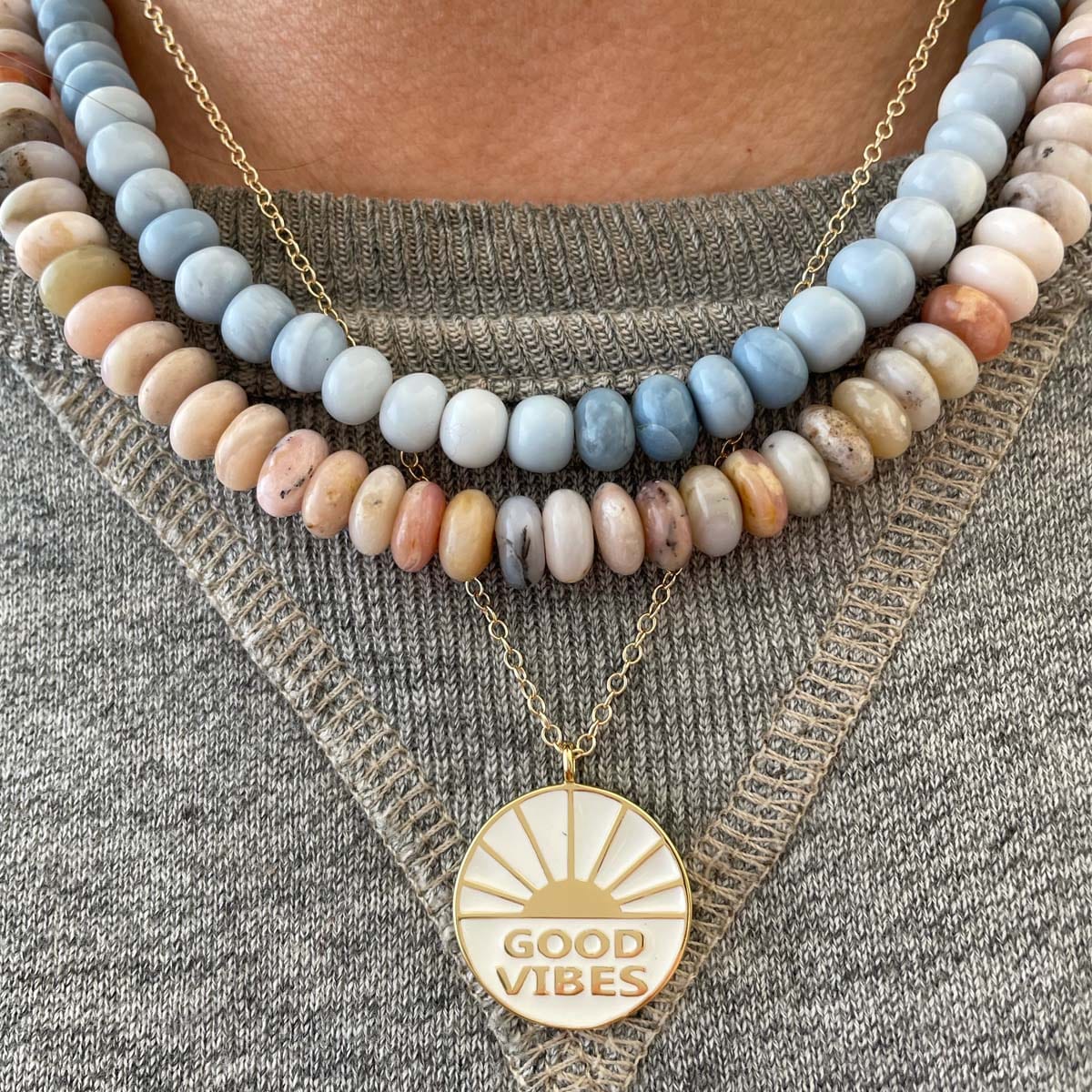 Good Vibes Enamel Charm Necklace